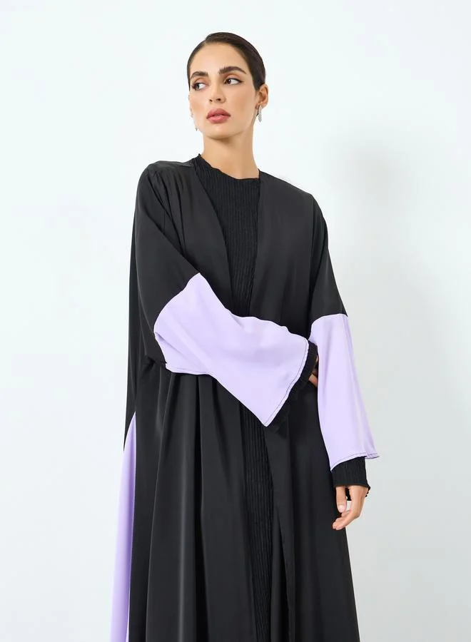 Take Two Women Contrast Color Block Long Sleeve Abaya